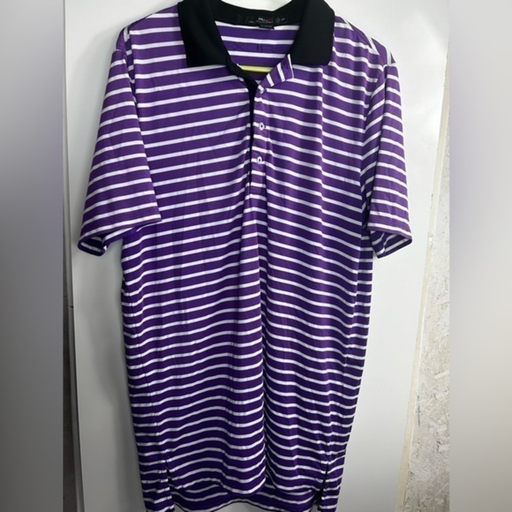 RLX Ralph Lauren purple striped‎ polo sz M